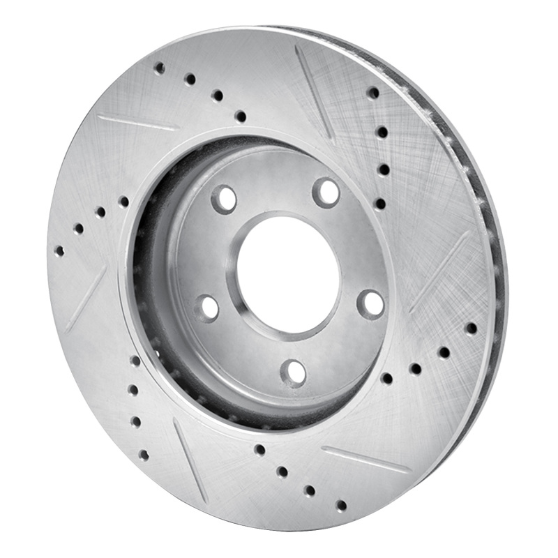 Chevrolet City Express Brake Rotor (1) - Front Left - R1 Concepts - Drilled & Slotted - Silver - `11-`25